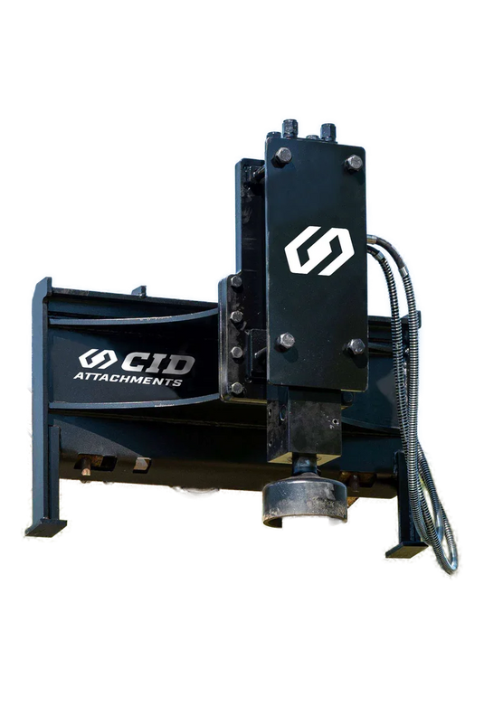 CID Attachments skid steer grapple with hydraulic hoses, heavy-duty construction equipment
